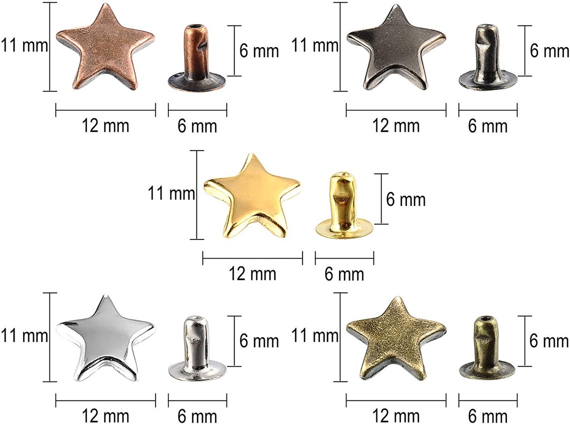 Star Rivet Kit 200pc Star Shaped Rivets for Leather Etsy