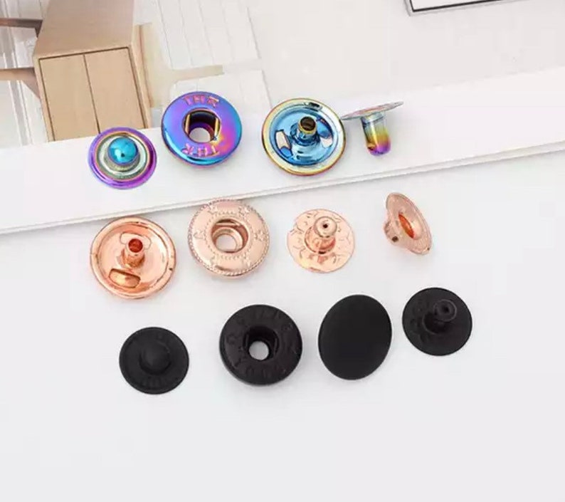 Rainbow Metal Snaps, Rose Gold Spring Snap Buttons 12.5mm Snap Button 633 831 655 Snaps 1 image 2