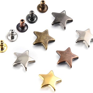 Star Rivets - 20ct Star Shaped Rivets for Leather, Clothes, Vinyl, and Tags