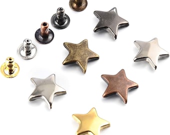 Star Rivets - 20ct Star Shaped Rivets for Leather, Clothes, Vinyl, and Tags