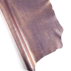 Metalliskt roséguldpräglat designerläder - Råläder - Partihandelsläder 2-4oz