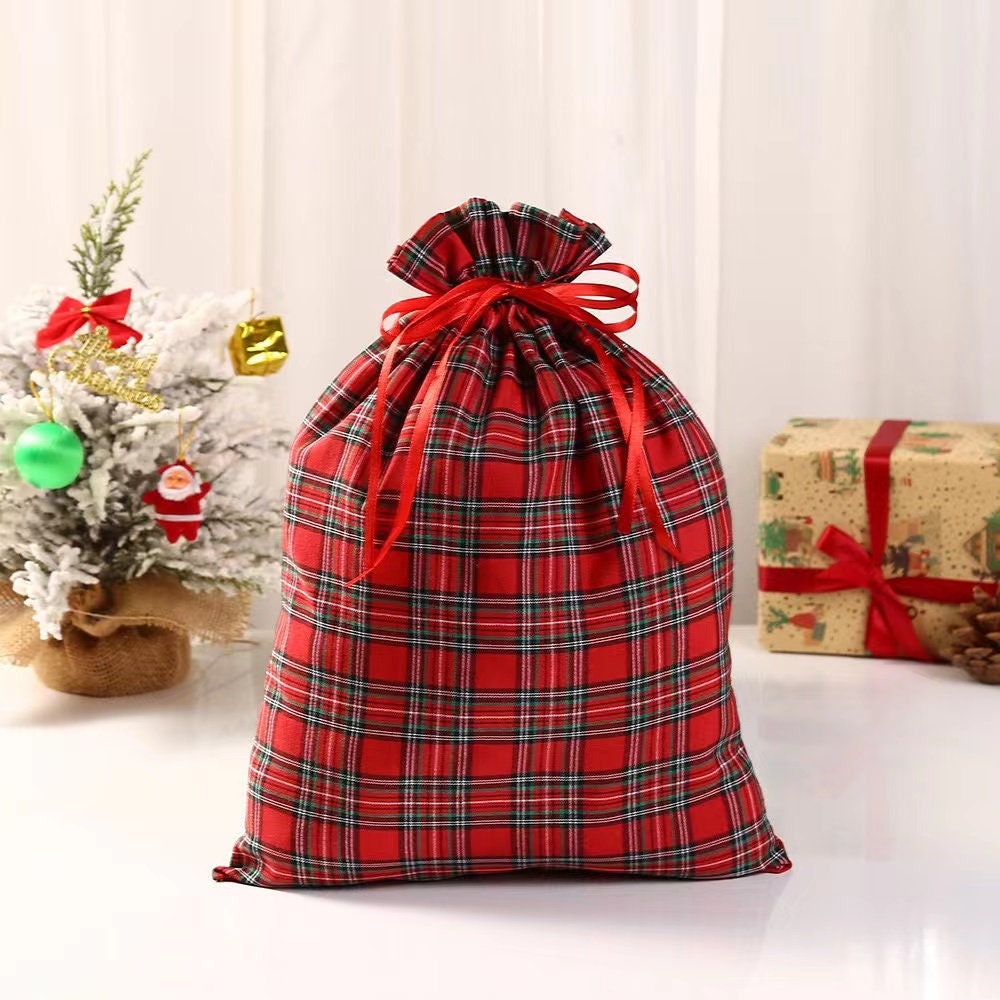 Red Plaid Gift Sack Set large and Extra Large Red Plaid - Etsy