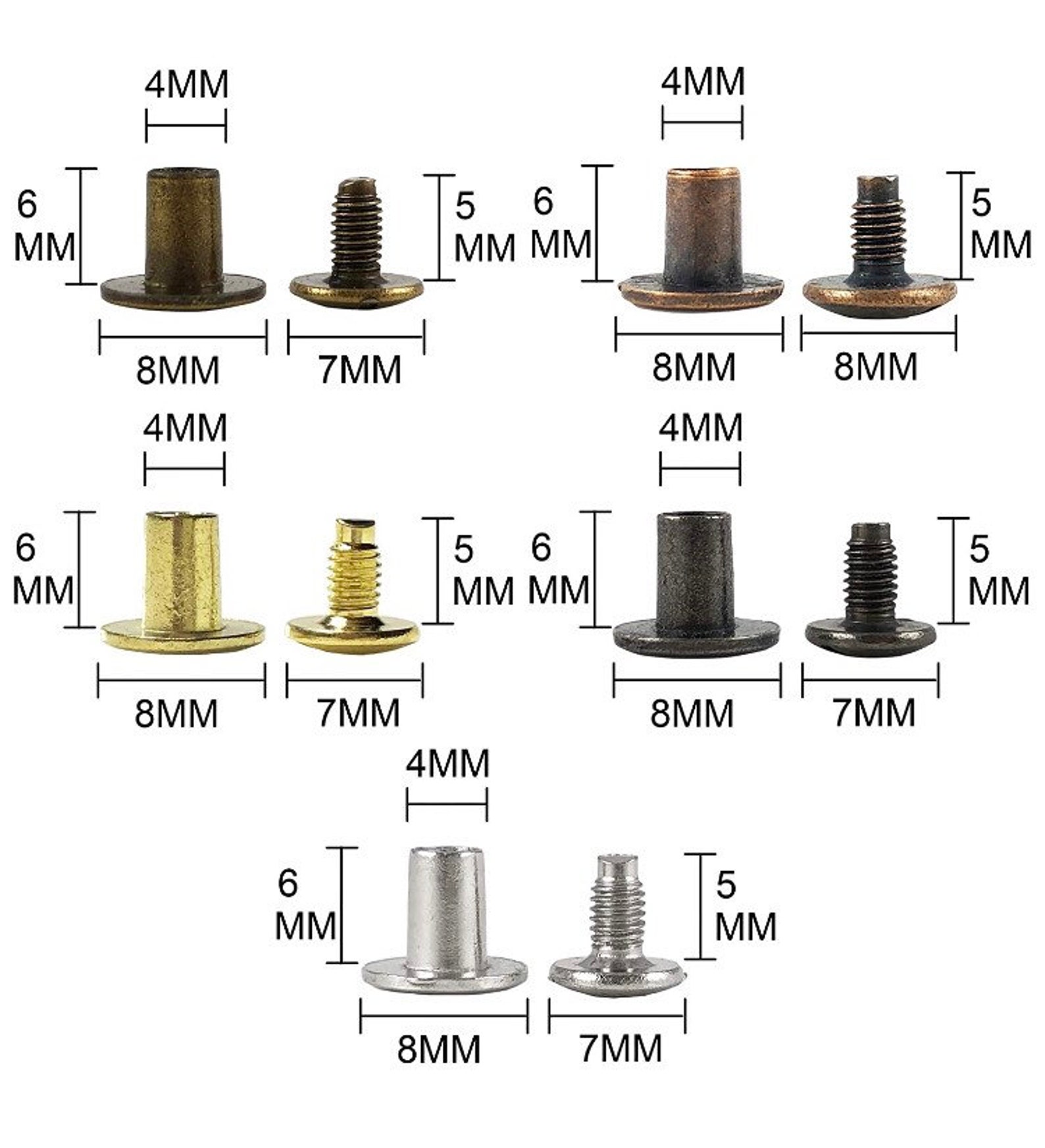 L16 Color Code Rivets Chicago Screw Rivet Kit 5/16” - 150ct 5 Colors - Easy Install! No Tools ...
