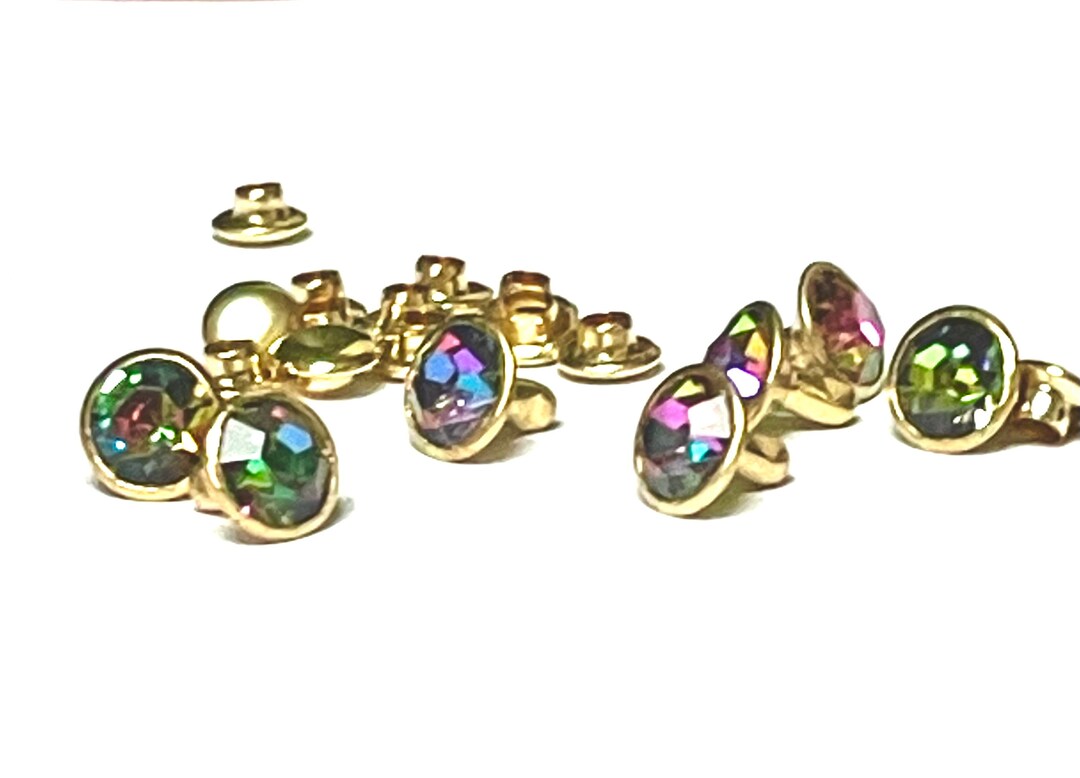 Gem Rivet Rainbow Rhinestone Rivets - 8mm Rainbow Crystal Rivets - Gem Rivets for ...