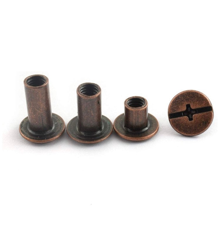 5mm Chicago Screws for Leather Tags 20Pcs Round Solid Copper Nail Rivet  Button DIY Leather Accessories 8 * 6Mm Bronze