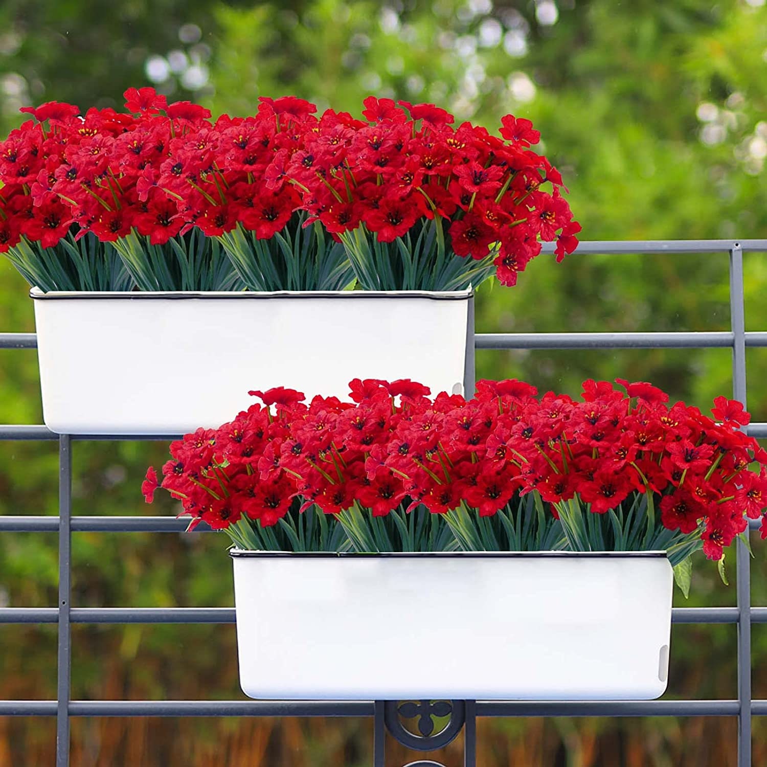 9 Pétunias Artificiels Extérieur - Résistants UV/intempéries - 36 Cm, Couleurs Variées - Pour Jardin, Vase, Balcon, Décoration