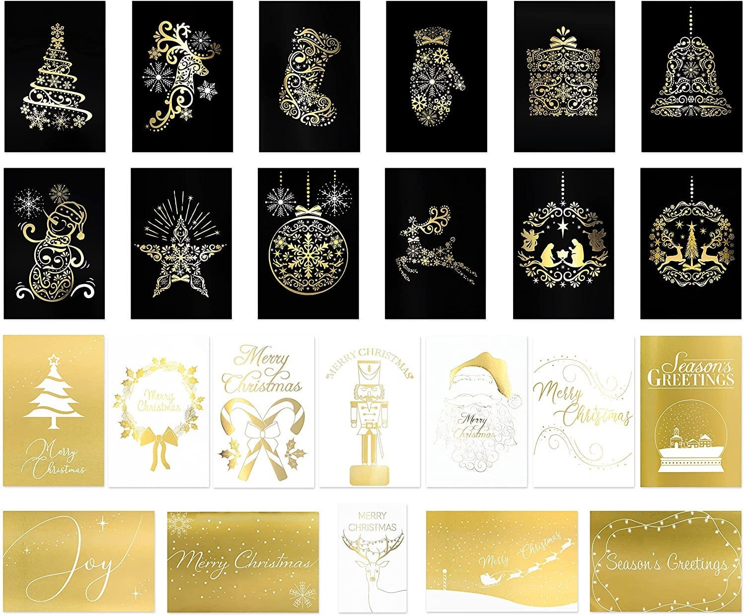 Colorful Images Golden Merry Christmas Christmas Cards - Set of 24 Cards, Envelopes and Seals, Card Stock, 5 x 7 Inches