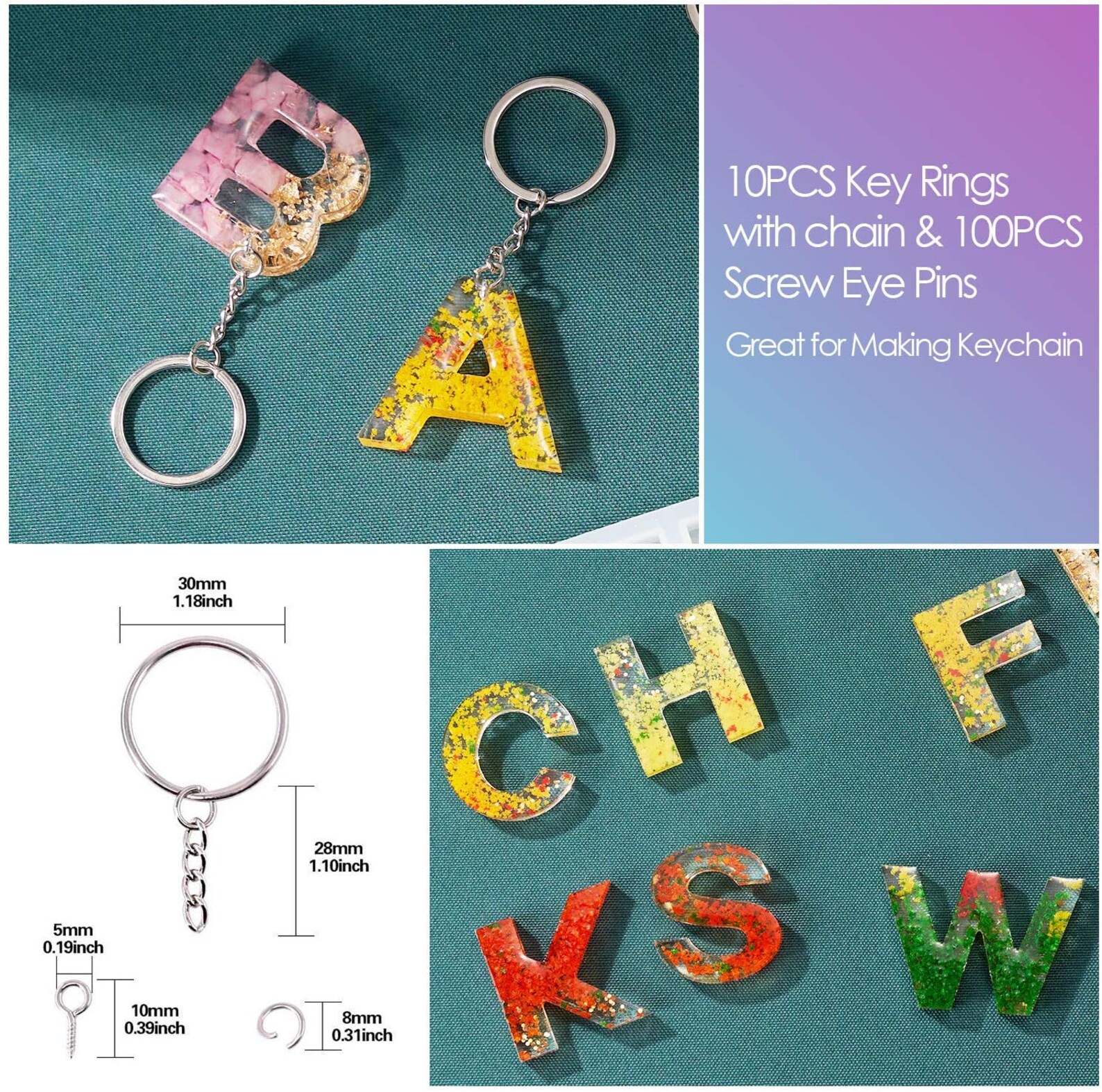 Alphabet Keychain Resin Mold Kit Over 200pcs Etsy