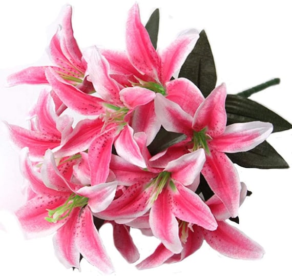 30 Tiger Lily Silk Flower Stem