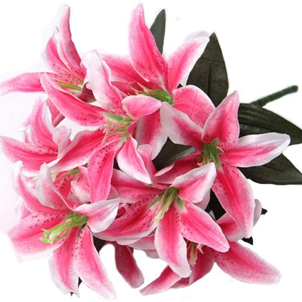 Stargazer Lily Flowers - Lillies - Artificial Flowers - Floral Stems - Real Touch Artificial Lily Flowers - Tiger Lily stems