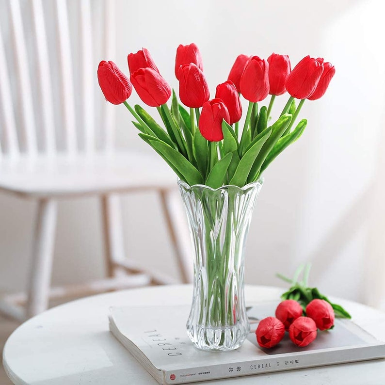 Tulip Flowers Tulips Real Touch Tulips Artificial Flowers Floral Stems Artificial Tulips P Red