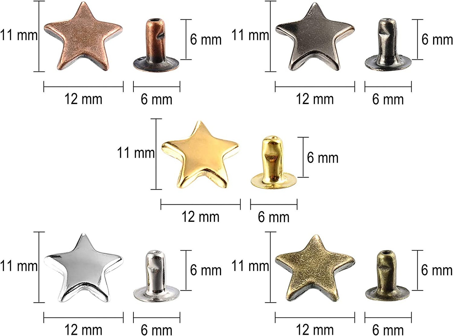 Star Rivets - 20ct Star Shaped Rivets for Leather, Clothes, Vinyl, and ...