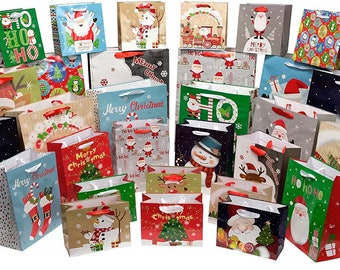 Classic Christmas Gift Bag Set Megapack - 6 Sizes and 30 Designs - Large Gift Bags - Small Gift Bags - Christmas Wrapping