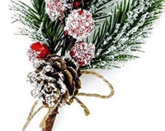 Christmas decor - Pine Snow Berry Boughs - Winter Stems -1