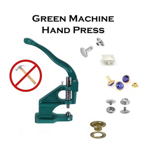 Green Rivet Press Machine with free grommet die and 1000ct eyelets! Hand Press for Setting Rivets, Grommets, and Snaps