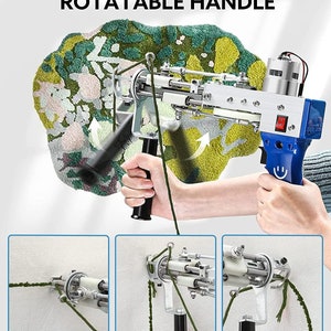 Kit per la realizzazione di tappeti: pistola per tufting a pelo lungo e ad anello, taglierina per tappeti, guida per il taglio, filato per tufting e tessuto per tappeti fai da te immagine 5