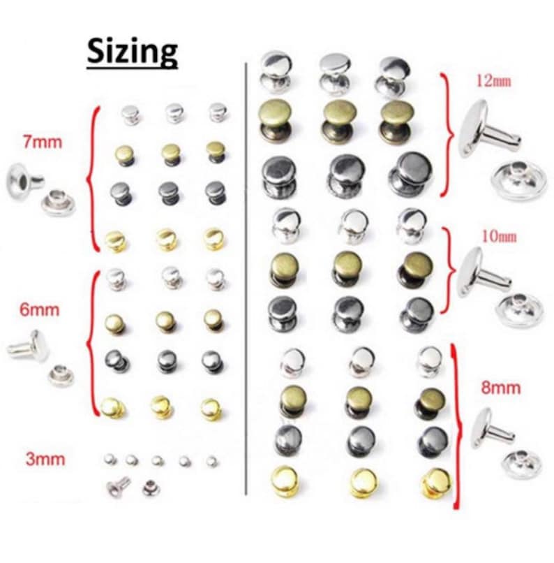 Gunmetal Rivets for Leather 100ct 8mm Small Bronze Cap Rivet Studs Fast Shipping from USA!