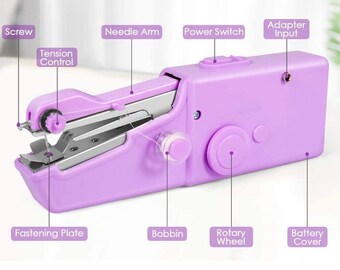 Handheld Sewing Machine, Micro Stitch Clothing Gun Mini Portable Stitch  Manual Sewing Machine with Needle Threader and Needle Bobbin for Home  Travel