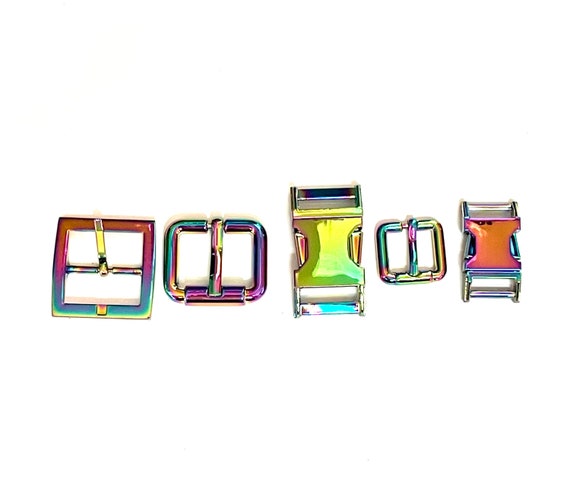 Rainbow Metal Buckles - 1/2” 5/8” 3/4” 1” Rainbow Buckle