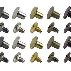 Chicago Screw Rivets - M5x6mm 10mm 12mm - Easy to use great for tags! -6