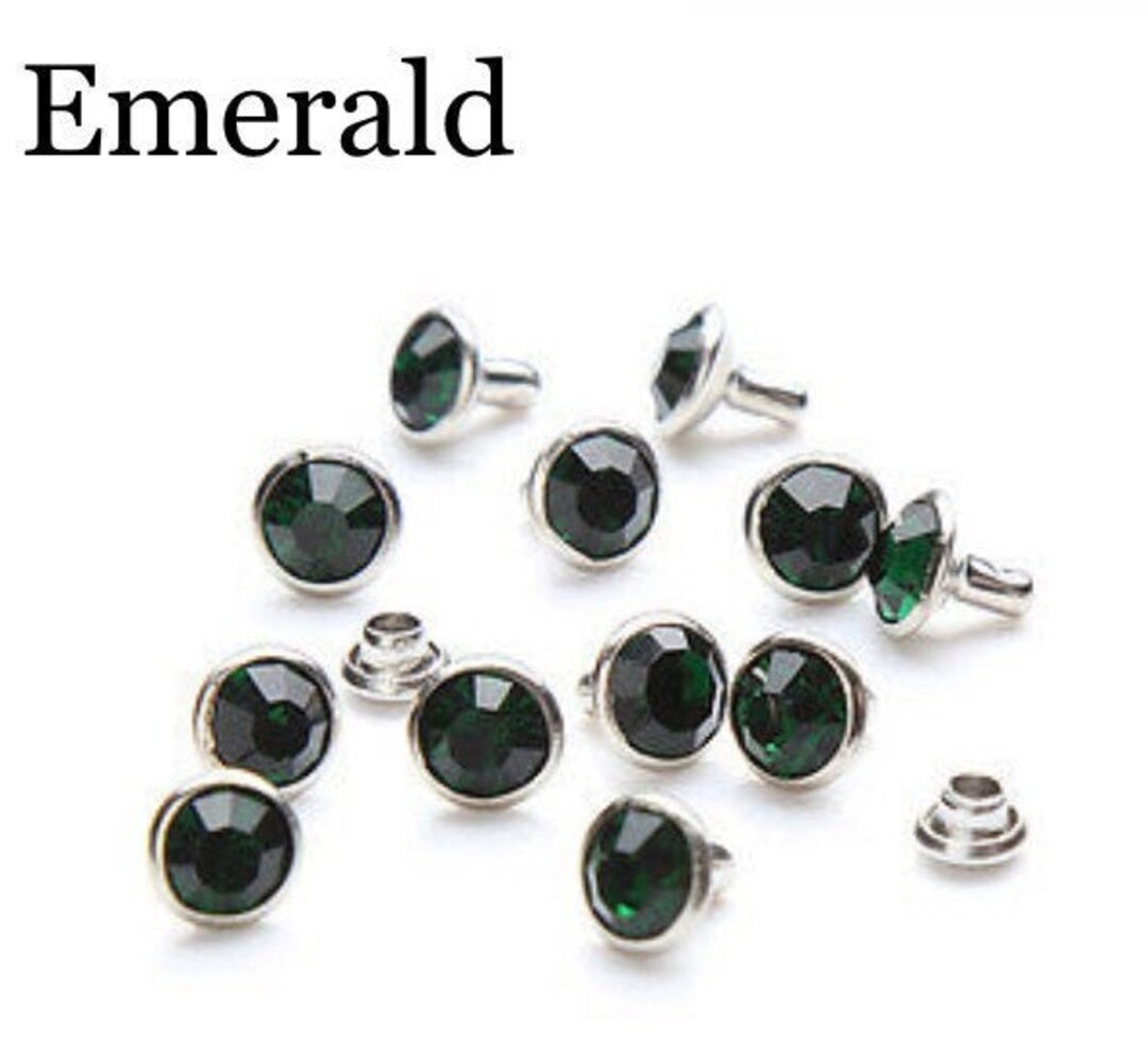 Gem Rivet Emerald Rhinestone Rivets - 8mm Green Crystal Rivets - Gem Rivets for ...