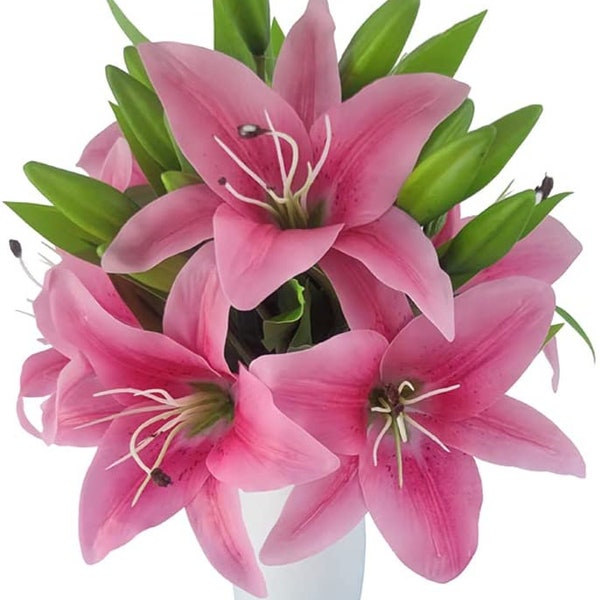 Artificial Lillies - Lily Flowers - Lillies - Artificial Flowers - Floral Stems - Real Touch Artificial Lily Flowers - Tiger Lily stems -1