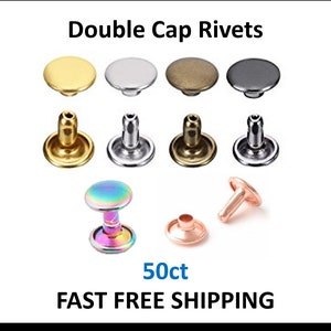 Rivets for Leather and Crafts - 50ct Small Medium Large Cap Rivets - 4mm 6mm 8mm Sizes Available - Fast and Free Shipping! -1