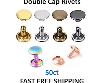 Rivets for Leather and Crafts - 50ct Small Medium Large Cap Rivets - 4mm 6mm 8mm Sizes Available - Fast and Free Shipping! -1