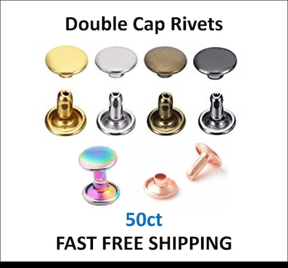 Small Solid Brass Double Cap Rivets pkg of 50