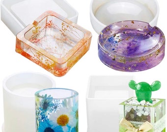Large 4pc Resin Cup / Flower Pot / Trinket / Ash Tray silicone mold kit