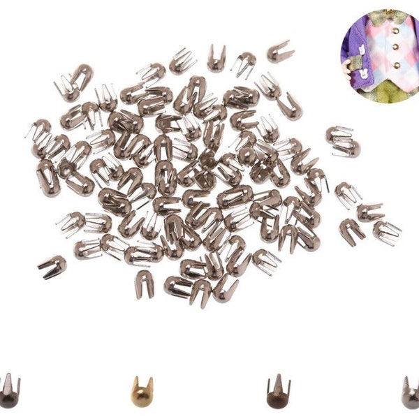 2mm mini claw rivets - 100ct doll size prong rivets -P