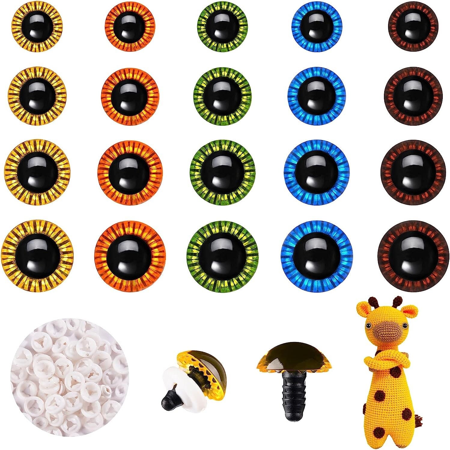 50 Pcs 12mm Glitter Plastic Safety Eyes Premium Half Round Eyes for Doll  Teddy Bear Toy DIY Craft Making (Gold)