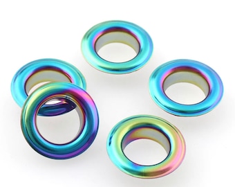 50ct Rainbow Grommets - 4mm, 5mm, and 10mm Rainbow Eyelets in Bulk -5