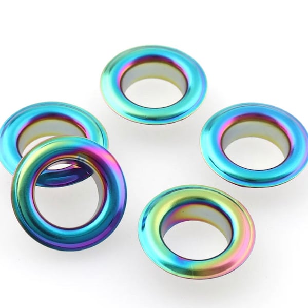 50ct Rainbow Grommets - 4mm, 5mm, and 10mm Rainbow Eyelets in Bulk -5