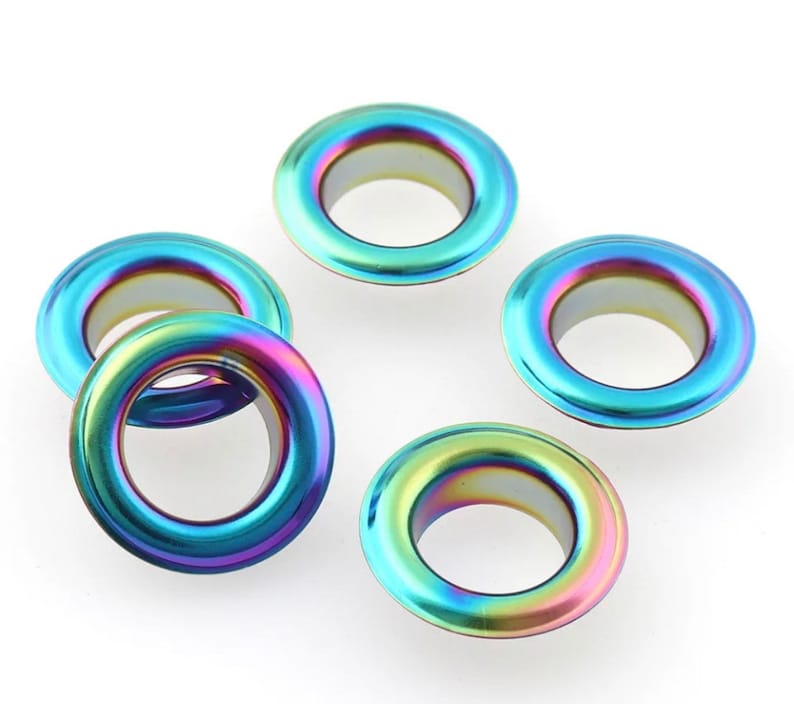 50ct Rainbow Grommets 4mm, 5mm, and 10mm Rainbow Eyelets in Bulk 5 image 1