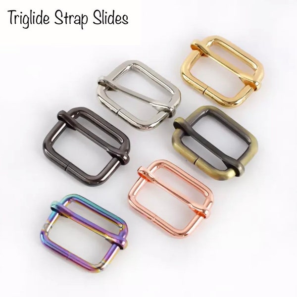 Tri-Glide Strap Slide - 10ct Metal Slide Buckle hardware for dog collars, purses, bags, straps, belts, and hardware needs -P