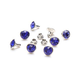Gem Rivet Sapphire Rhinestone Rivets - 4mm 6mm 8mm Green Crystal Rivets - Gem ...