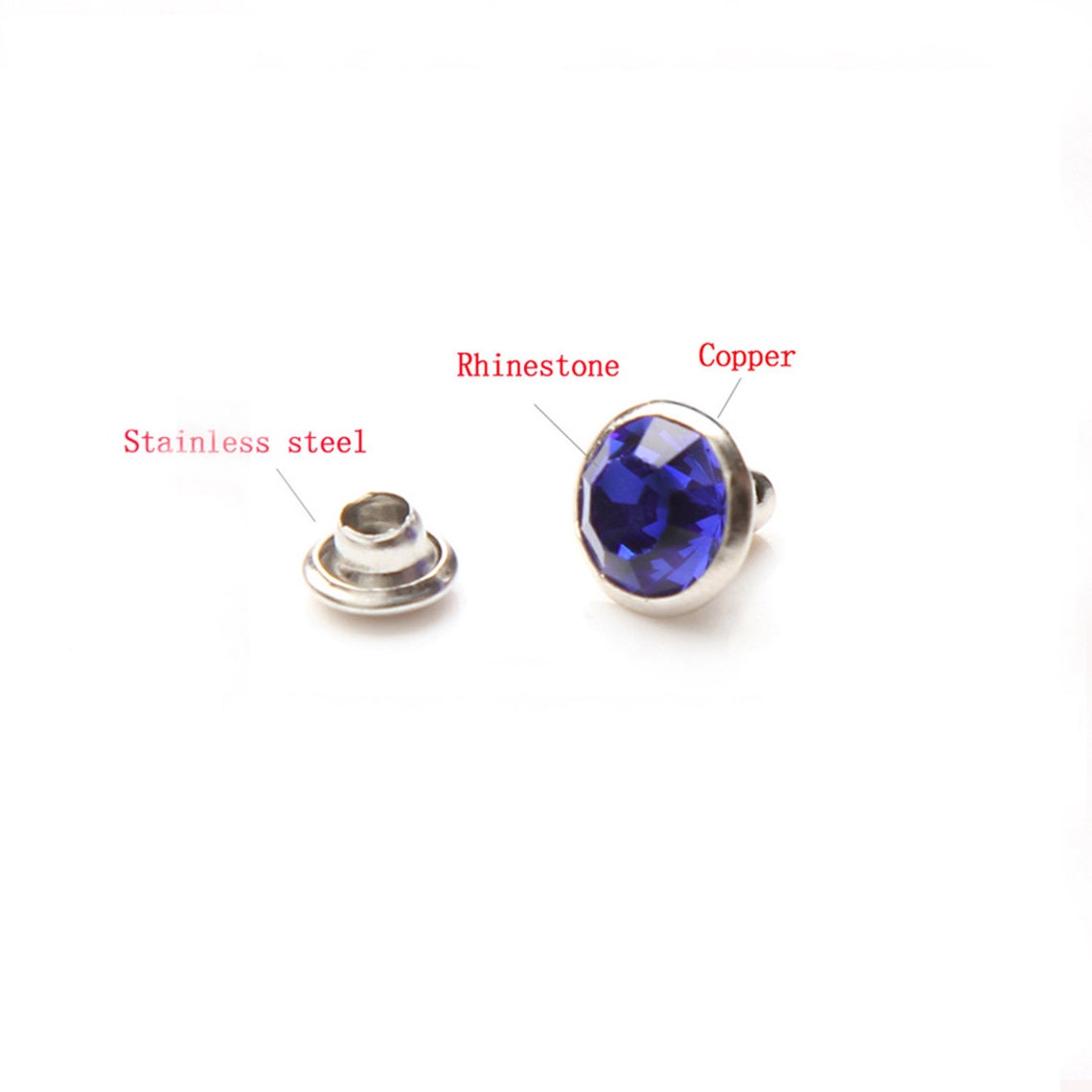 Gem Rivet Sapphire Rhinestone Rivets - 4mm 6mm 8mm Green Crystal Rivets - Gem ...