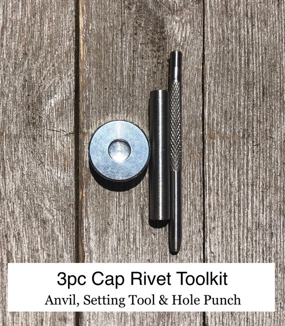 Crystal Rivet Setter Cap Rivet Setter 4-6-8mm Sizes With Hole Punch, Awl,  and Hammer Options 7 