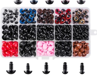 Safety Noses and Eyes Multicolor 756pcs - Colored Plastic Safety Eyes and Safety Noses for Dolls, Stuffed Animals, Crochet, and Puppets