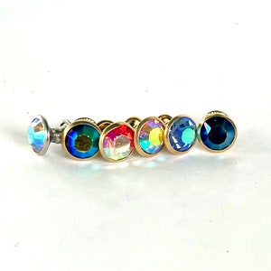 NOVO! Rebites de strass AB coloridos - Rebites de cristal pequenos, médios e grandes para couro, costura e artesanato