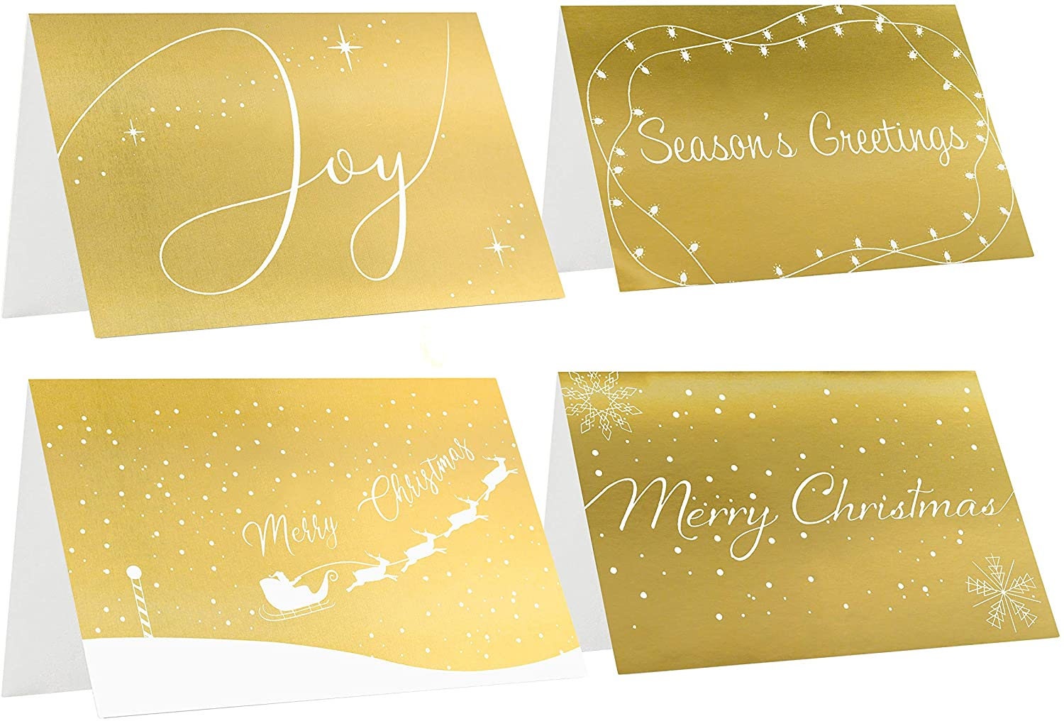 20 Christmas Holiday Greeting Gold Foil Envelopes Stickers Cards Bulk 5x5 inch