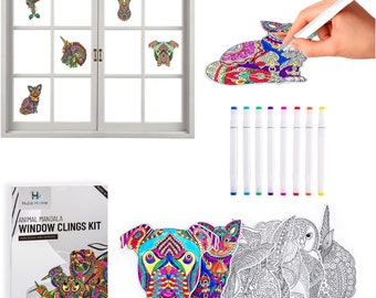 Gebrandschilderd glas dierenkunstpakket - DIY-raamkleeft met stiften, 10 zonnevangers
