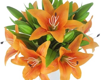 Fleurs de lys tigré - lys - fleurs artificielles - tiges florales - fleurs de lys artificielles Real Touch - tiges de lys tigré -2