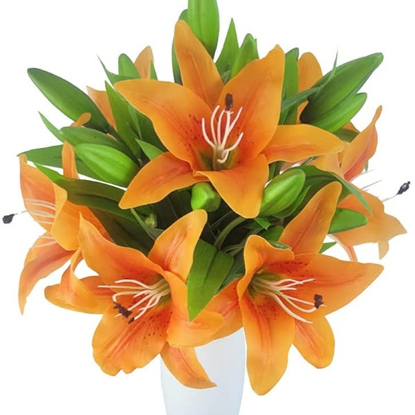 Tiger Lily Flowers - Lillies - Artificial Flowers - Floral Stems - Real Touch Artificial Lily Flowers - Tiger Lily stems -2