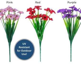 Petunias - Artificial Petunia Stems - UV Resistant Outdoor Spring Flowers - Patio Decor - Floral Stems -P