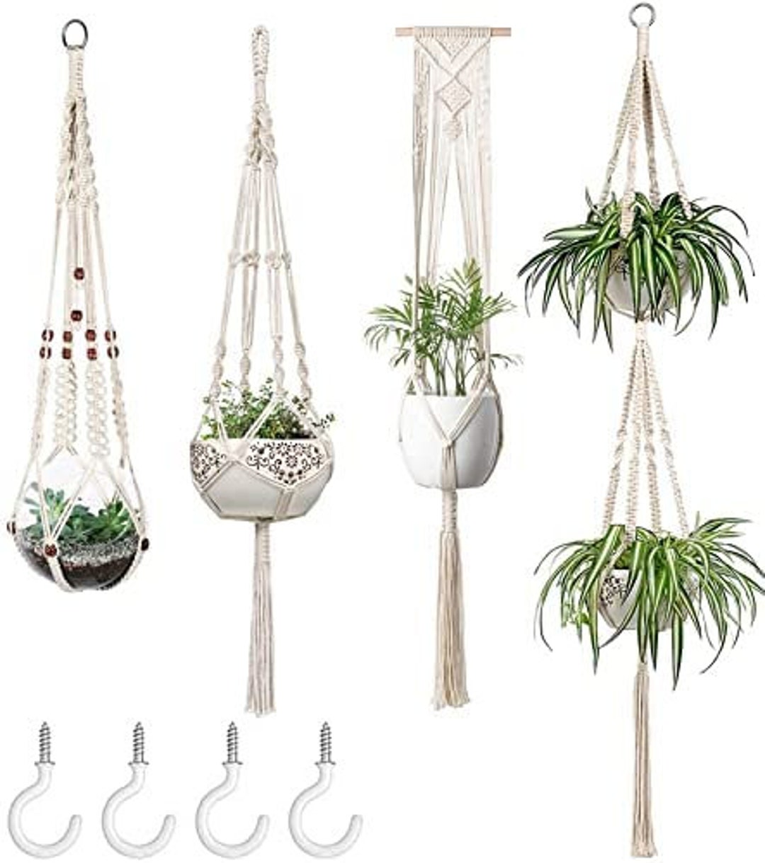 Macrame Plant Hangers Set Hanging Flower Pot Rope Pot - Etsy