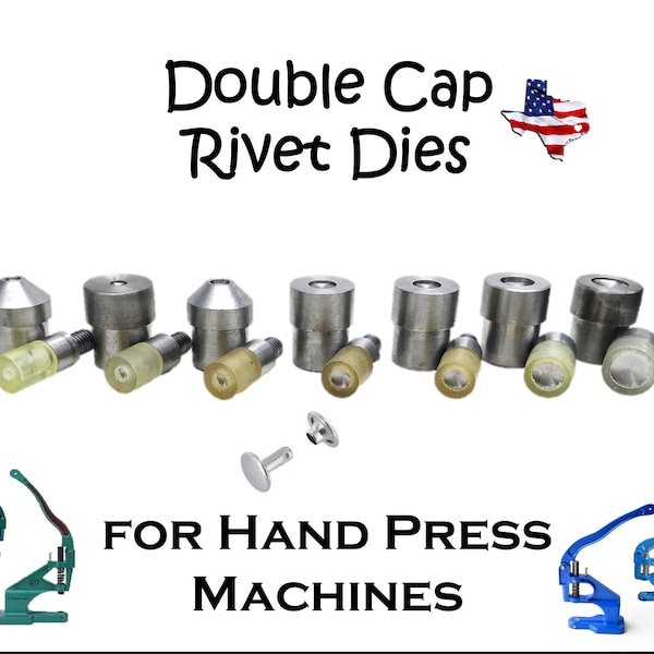 Cap Rivet Dies for Hand Press - 4-15mm Dies for Setting Rivets, Grommets, and Snaps - Press Sold Separately