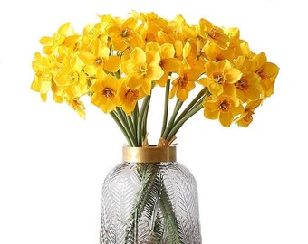 Daffodil Spring Flowers - Daffodil Bouquet - Silk Artificial Flowers - Floral Stems - Artificial Daffodils - Silk Narcissus Flowers -P