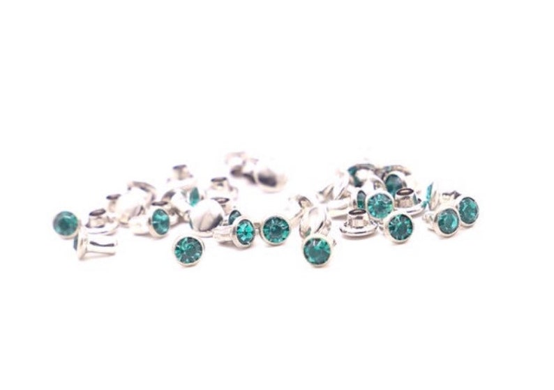 Gem Rivet Teal Rhinestone Rivets - 4mm Teal Crystal Rivets - Gem Rivets for ...